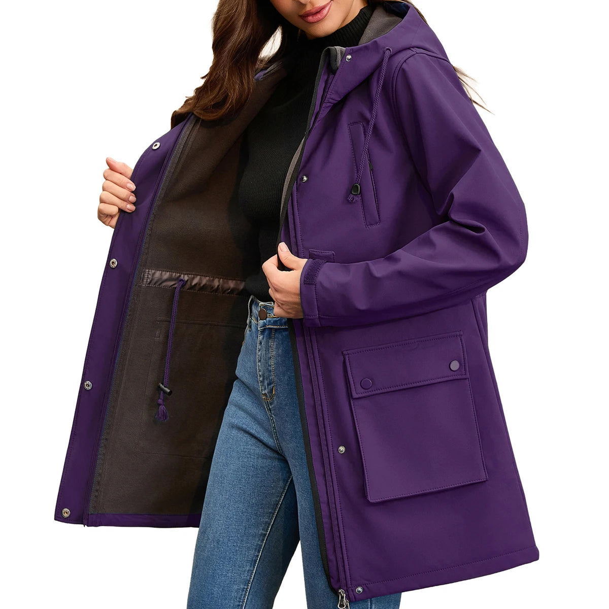 Trench impermeable avec capuche femme