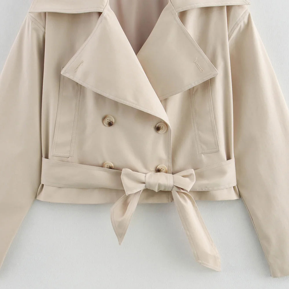 Trench court femme beige