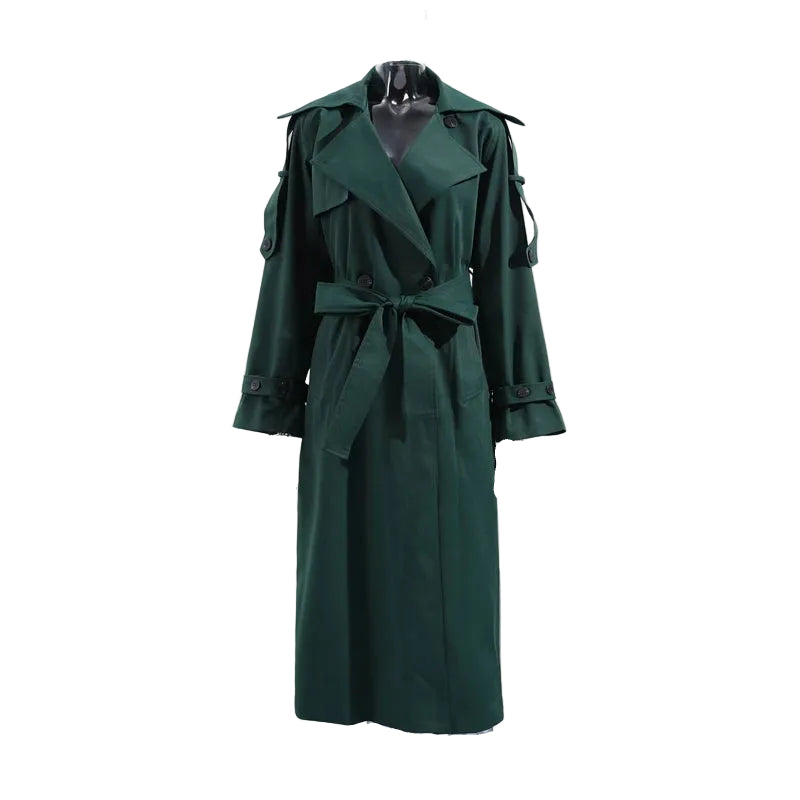 Trench long femme kaki