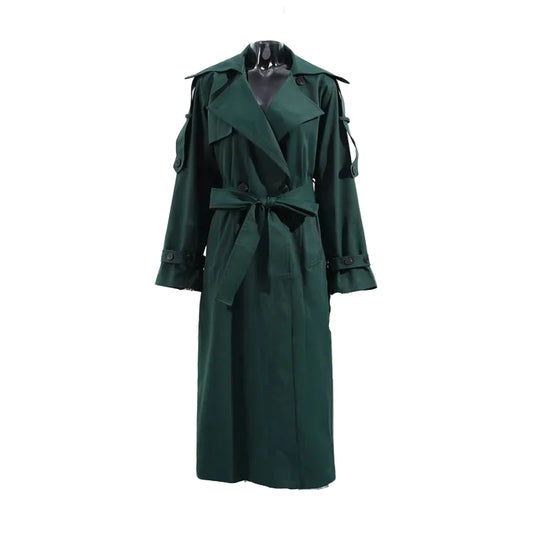 Trench long femme kaki