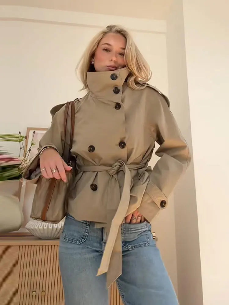 Trench court beige femme