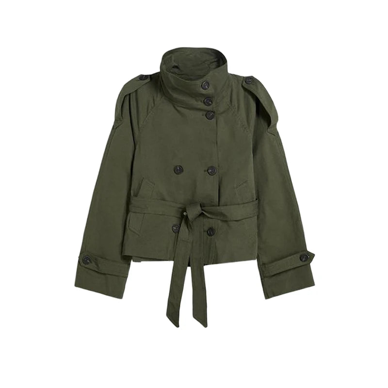 Trench court femme kaki