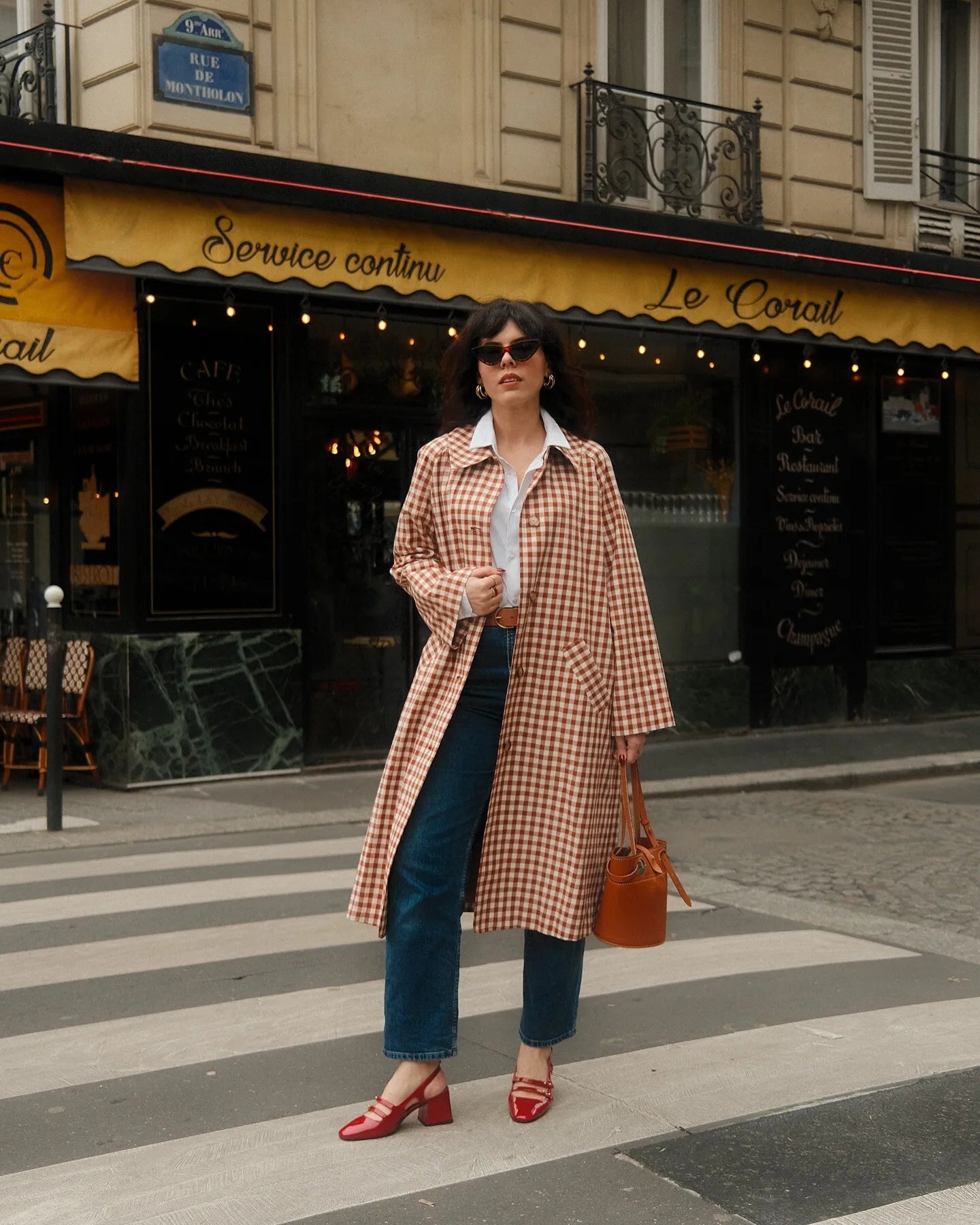 Trench long femme à carreaux