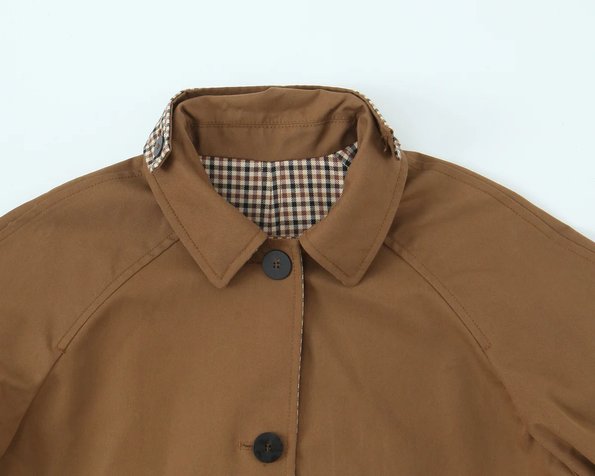 Trench long femme réversible marron