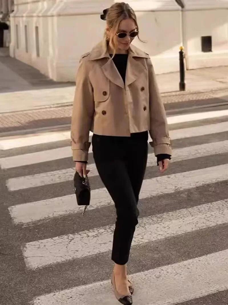 Trench noir court femme