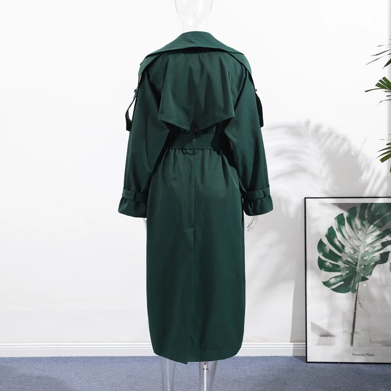 Trench long femme kaki