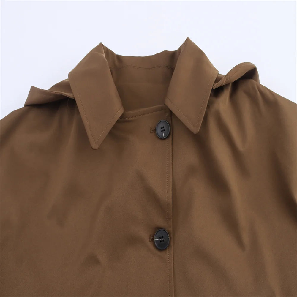 Trench kaki à capuche femme