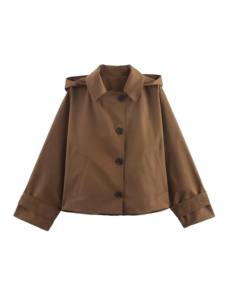 Trench kaki à capuche femme