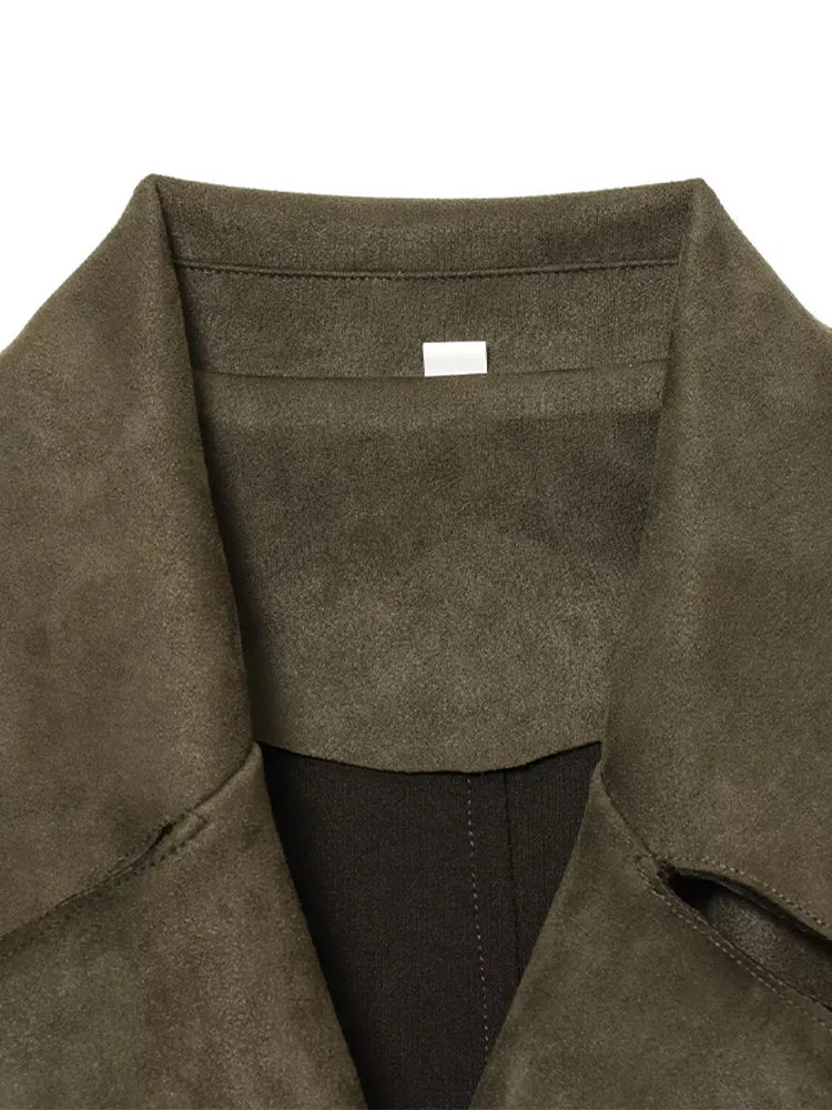 Trench long femme kaki
