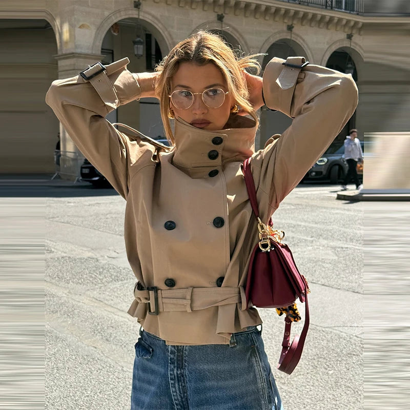 Trench court beige femme