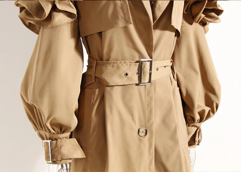 Trench mi long noir femme