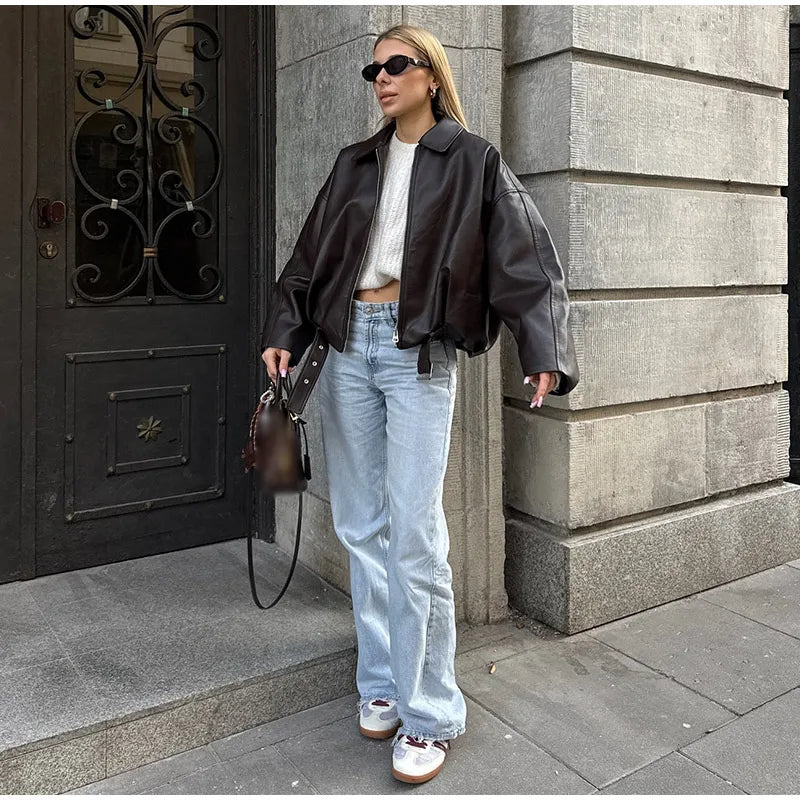 Trench court cuir femme