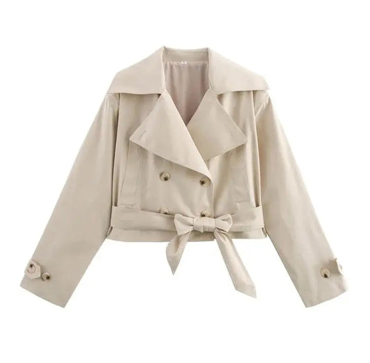 Trench court femme beige