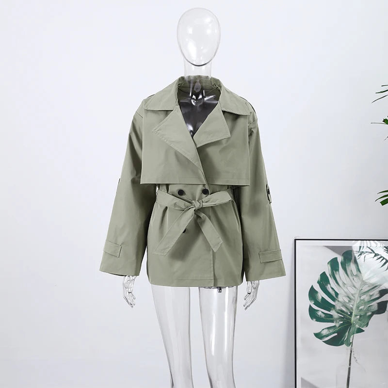 Trench court femme kaki