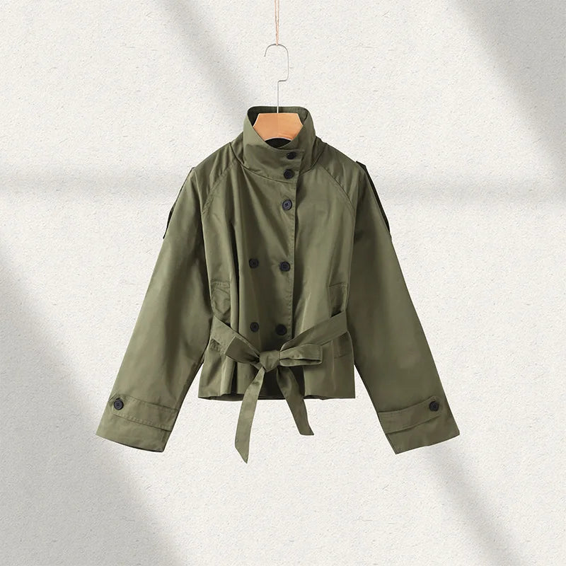 Trench court femme kaki