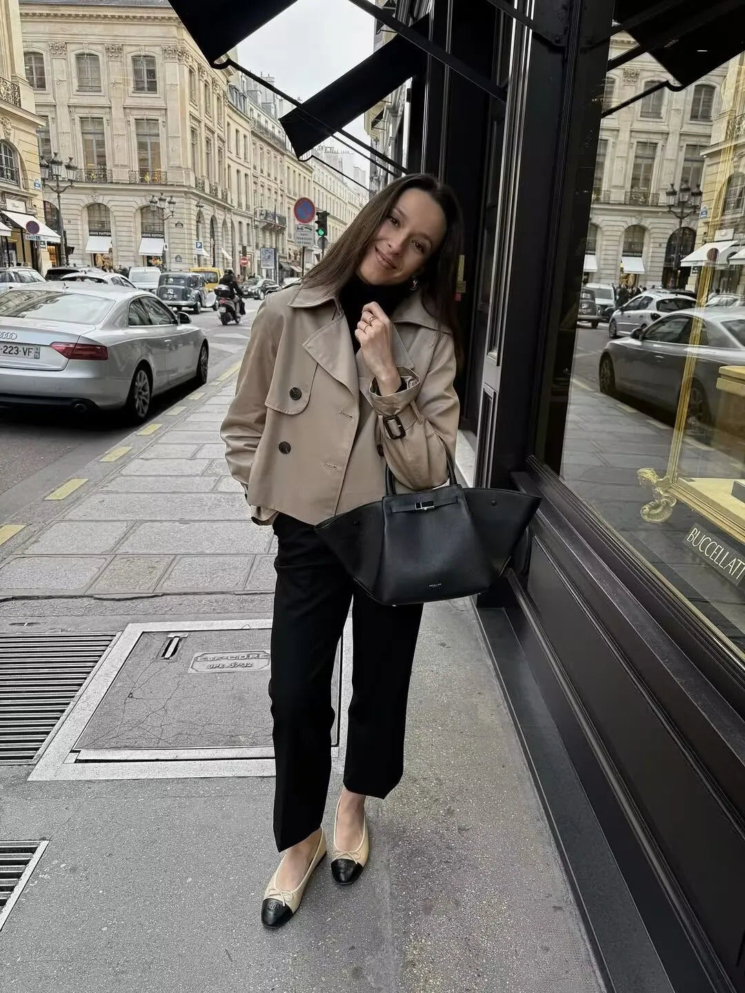 Trench noir court femme