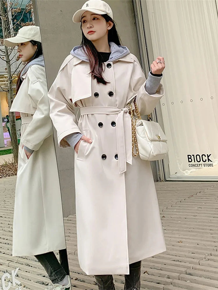 Trench long à capuche femme