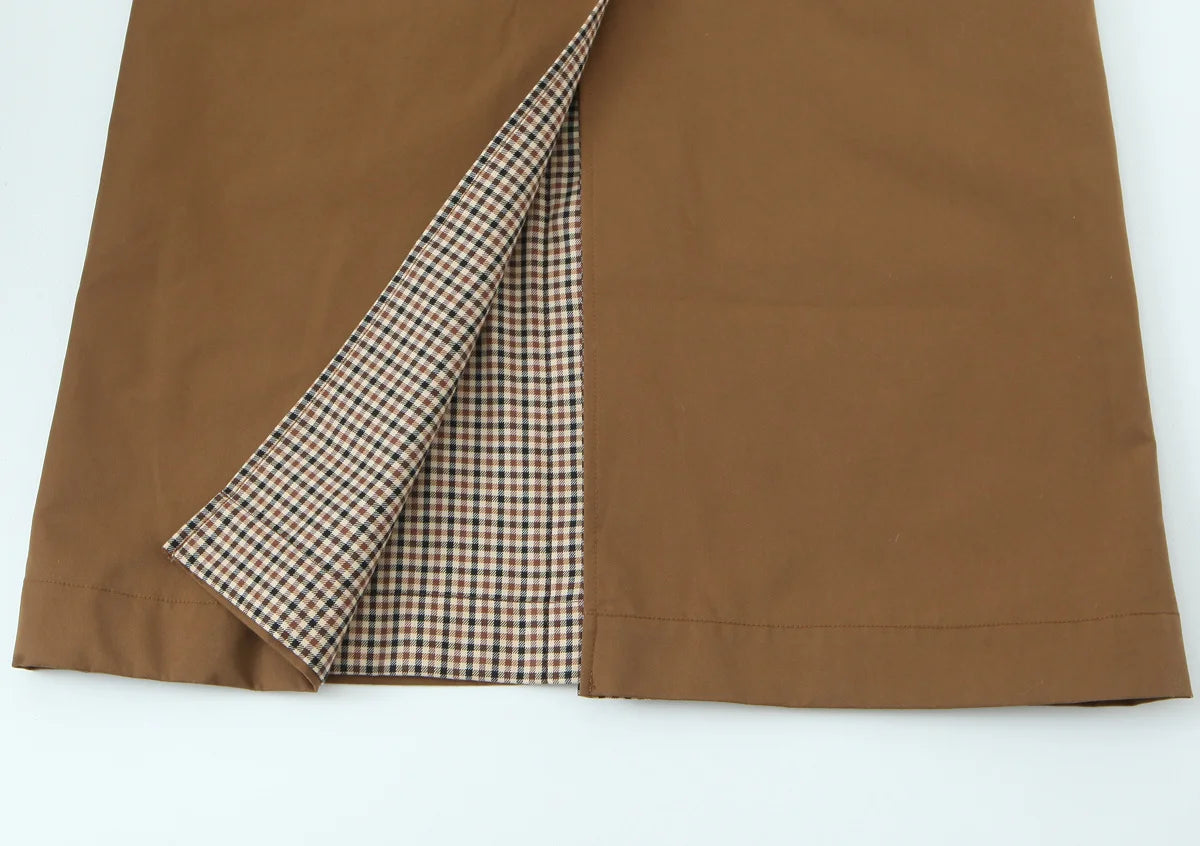 Trench long femme réversible marron