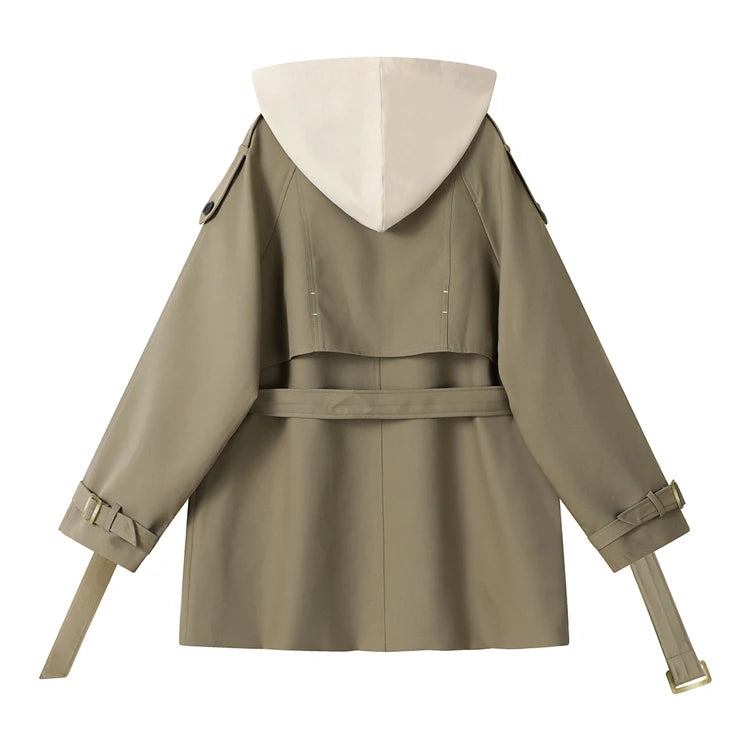 Manteau trench coat hiver femme à capuche