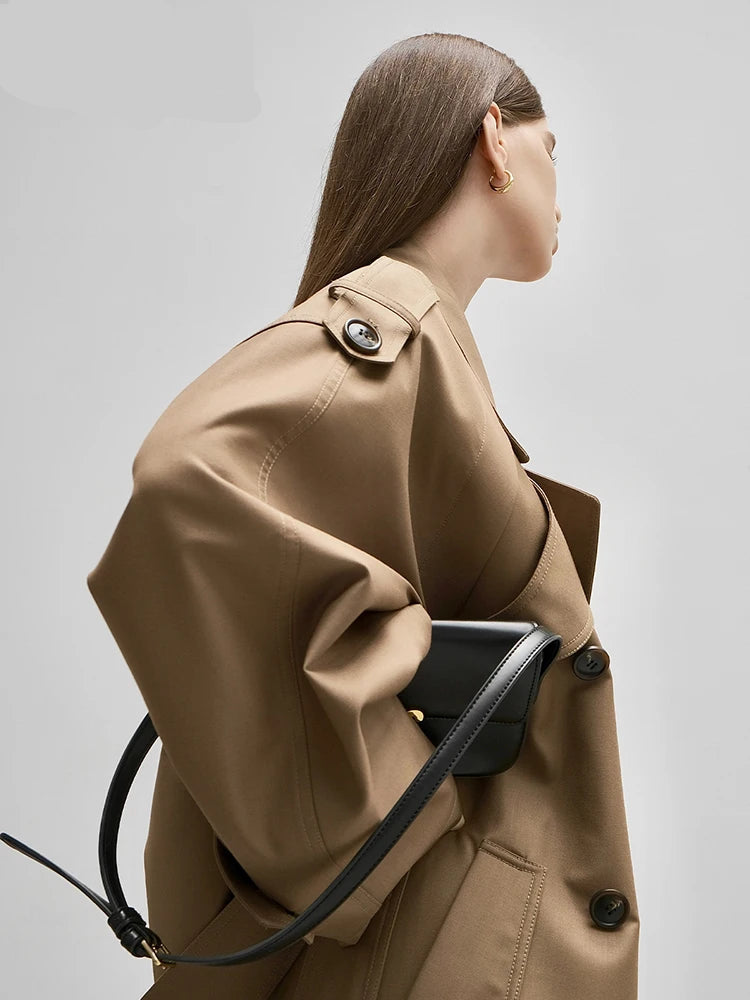 Trench long femme beige