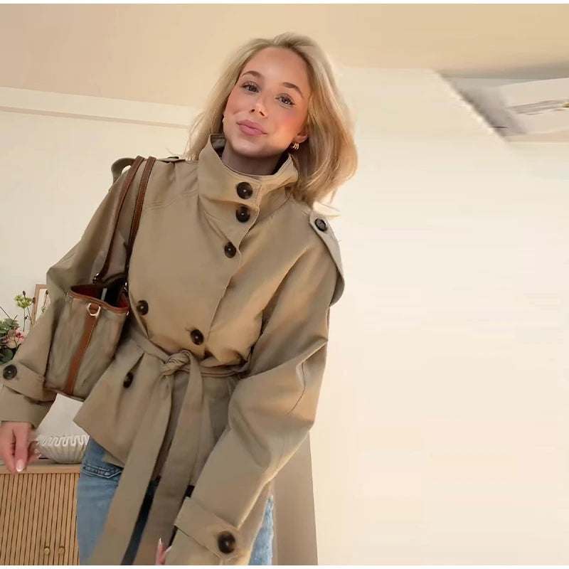 Trench court beige femme
