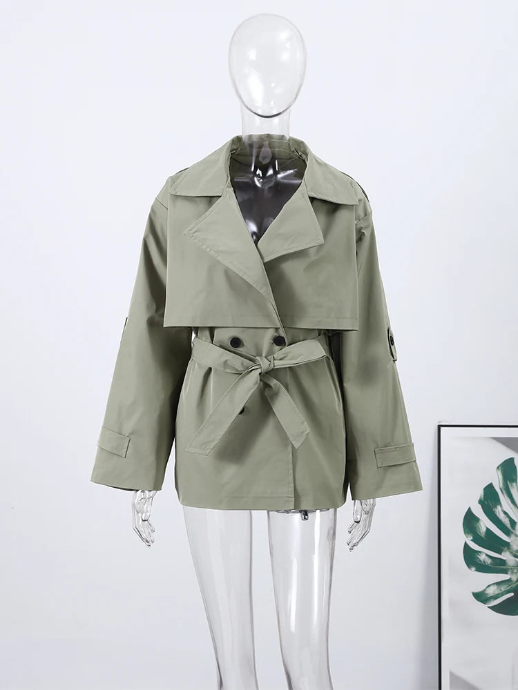 Trench court femme kaki