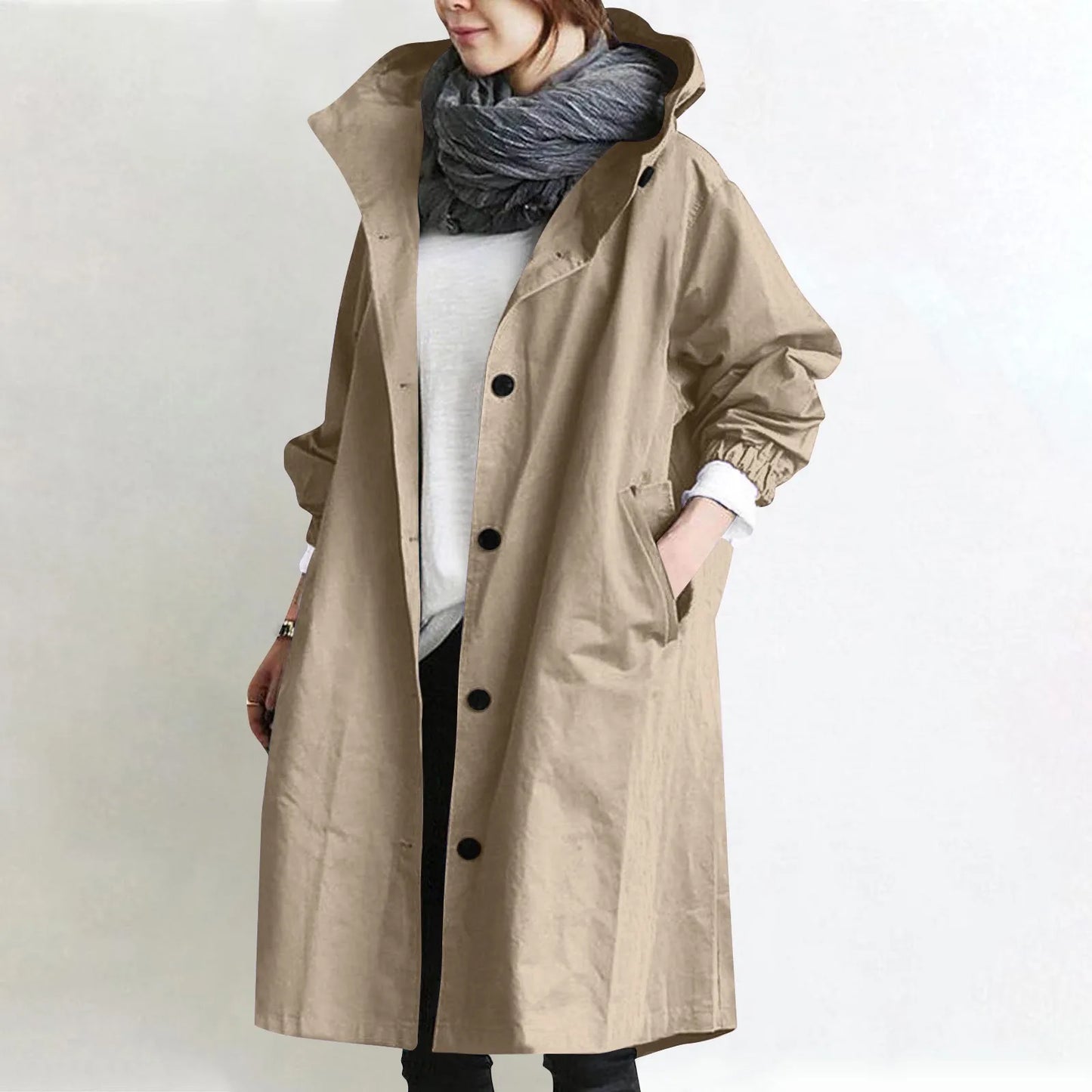 Trench impermeable femme à capuche