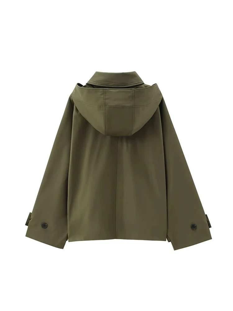 Trench kaki à capuche femme