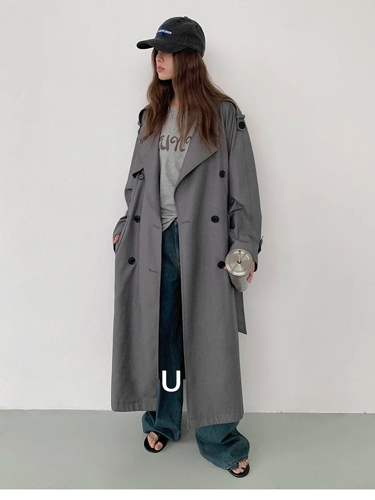 Trench long femme beige