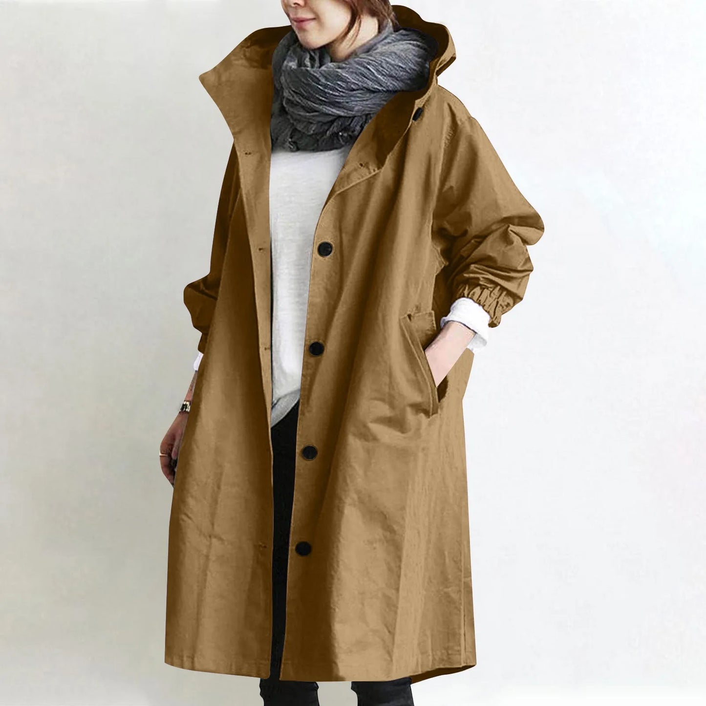 Trench impermeable femme à capuche