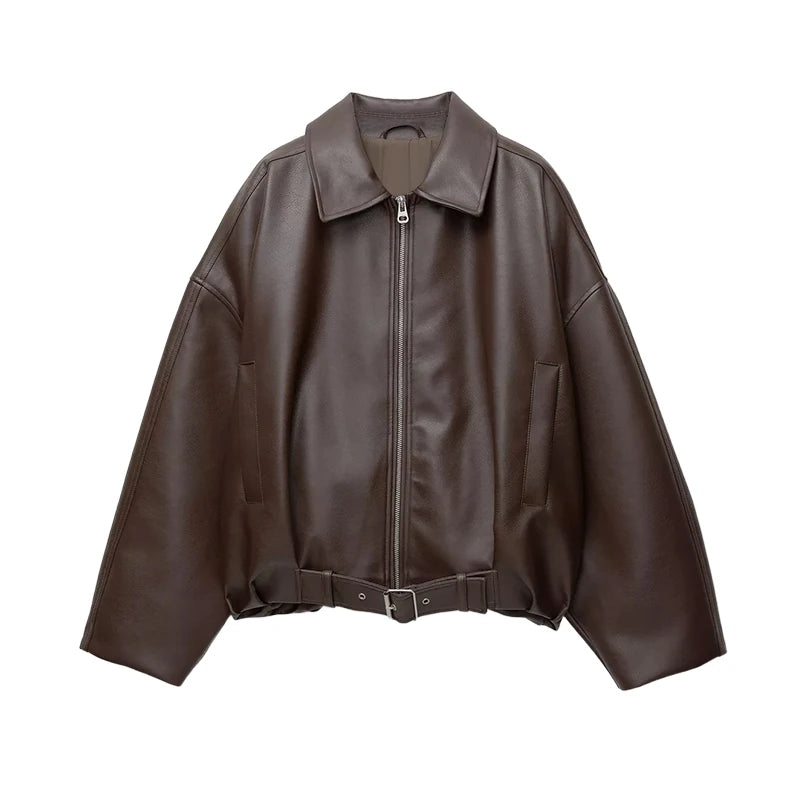 Trench court cuir femme