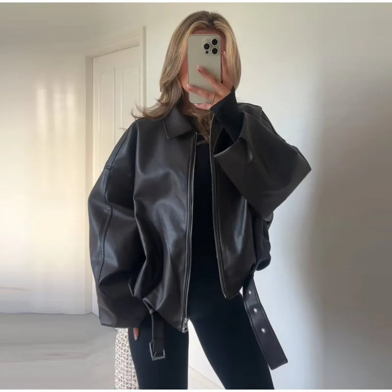 Trench court cuir femme