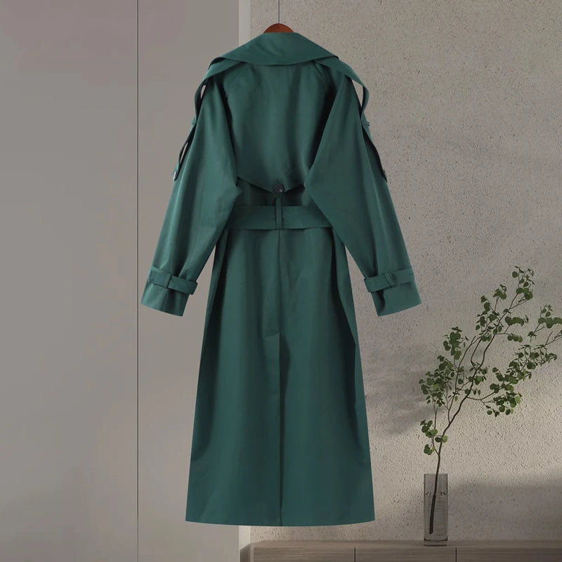 Trench long femme kaki
