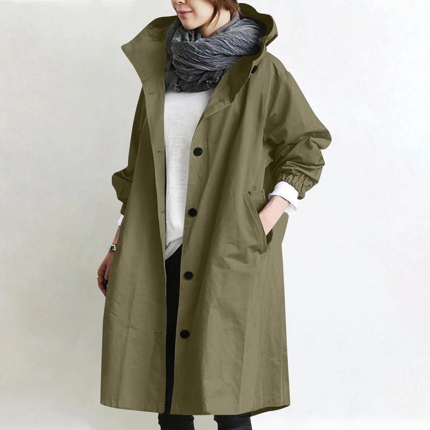 Trench impermeable femme à capuche
