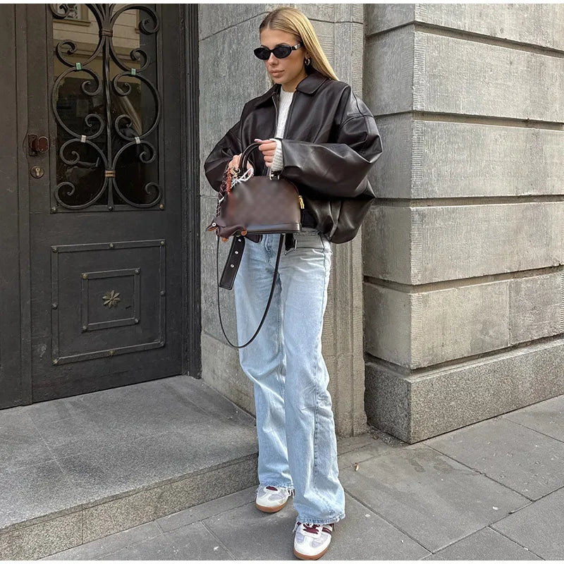 Trench court cuir femme