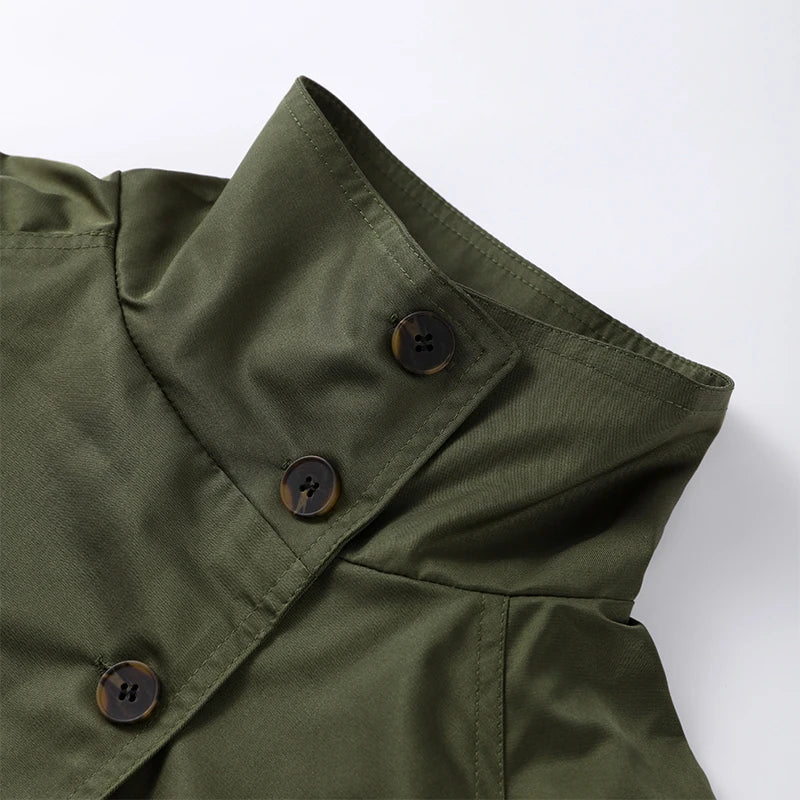 Trench court femme kaki