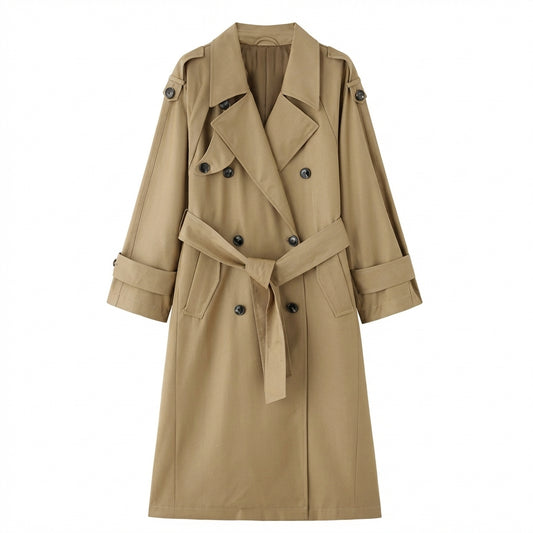 Trench long femme beige