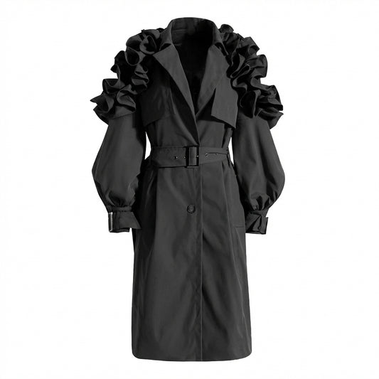 Trench mi long noir femme