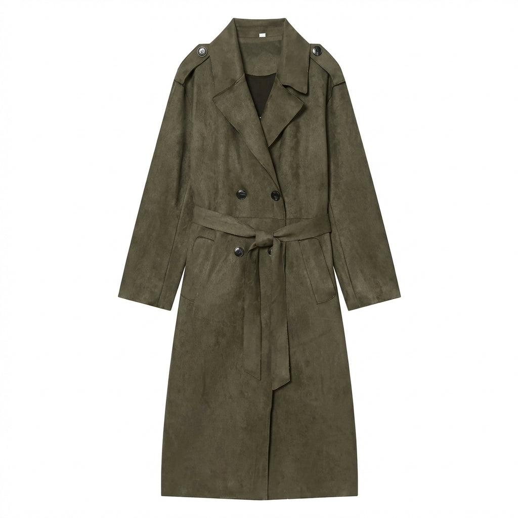 Trench long femme kaki
