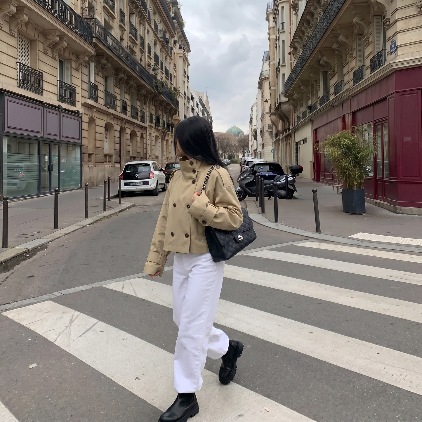 Trench court beige femme