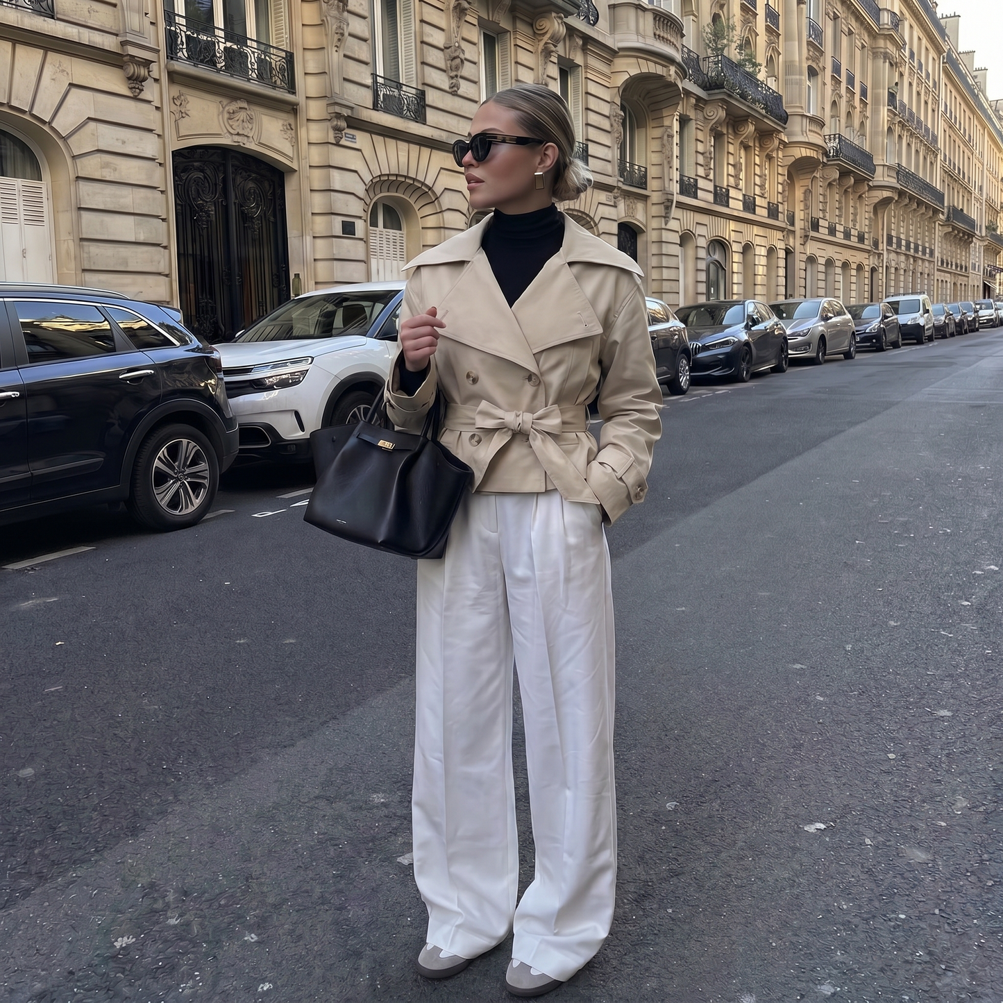 Trench court femme beige