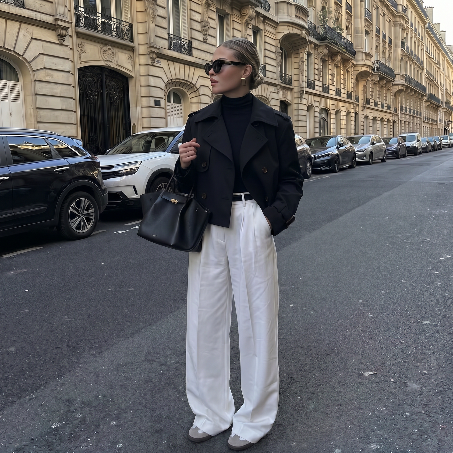 Trench noir court femme