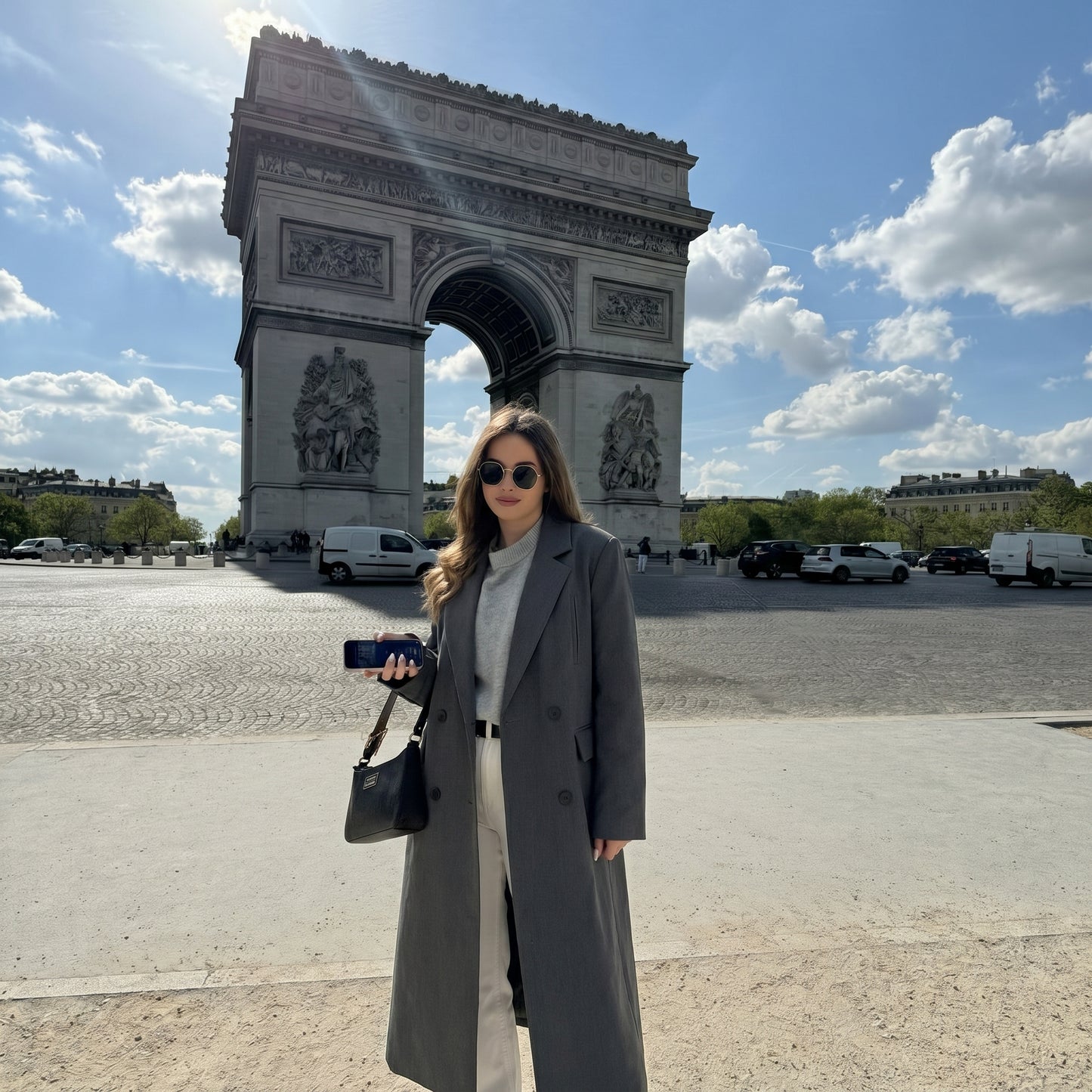 Trench long femme gris