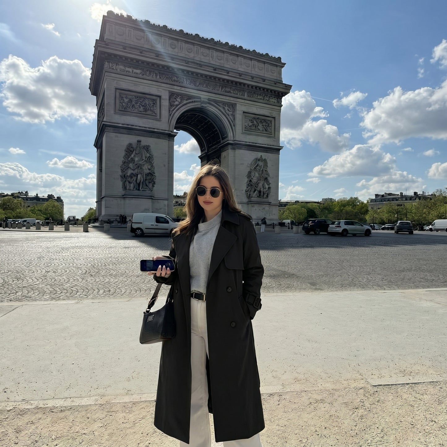 Trench coat long femme noir
