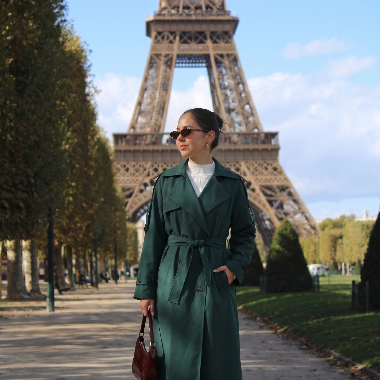 Trench long femme kaki