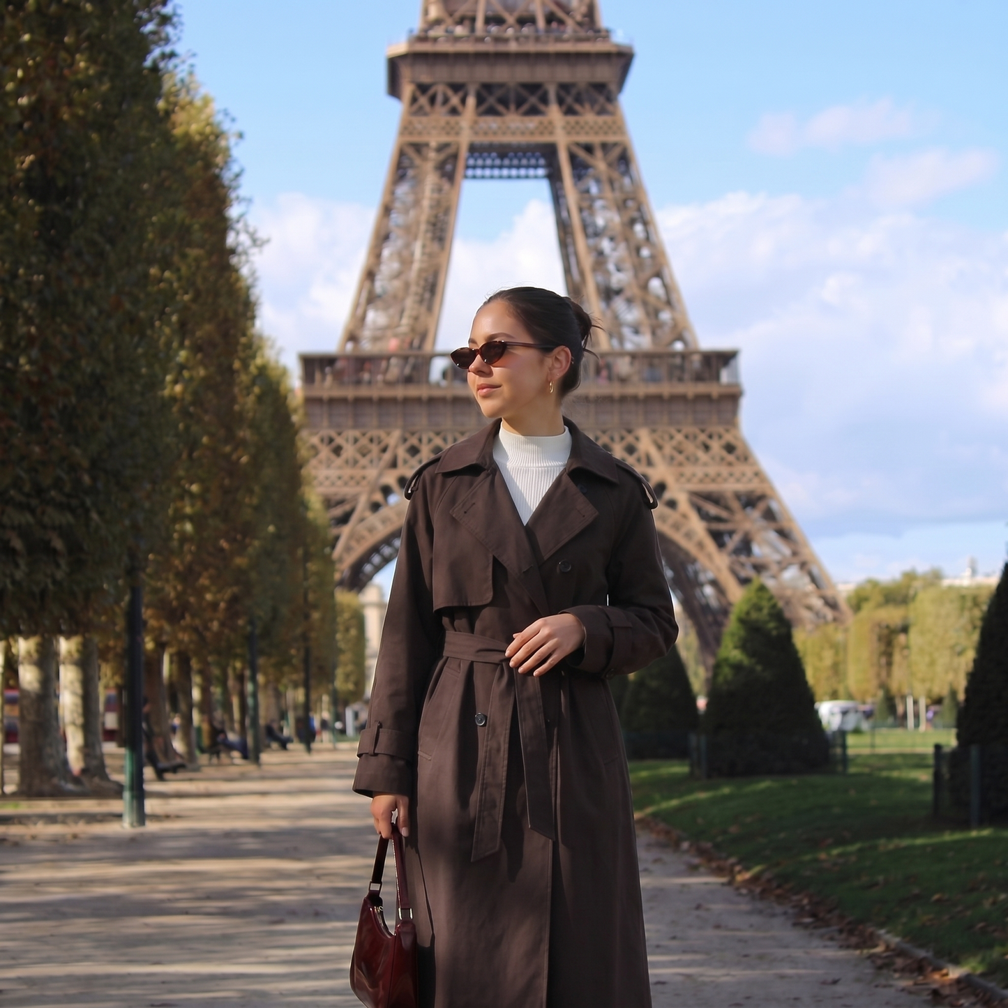 Trench long marron femme