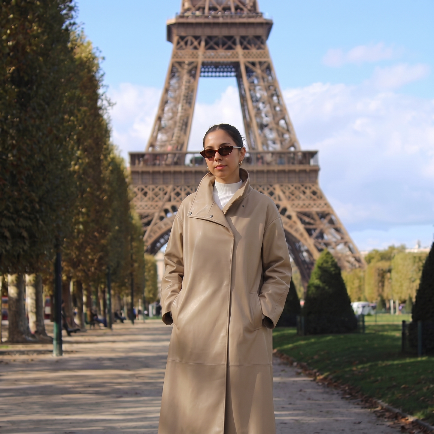 Trench femme long beige