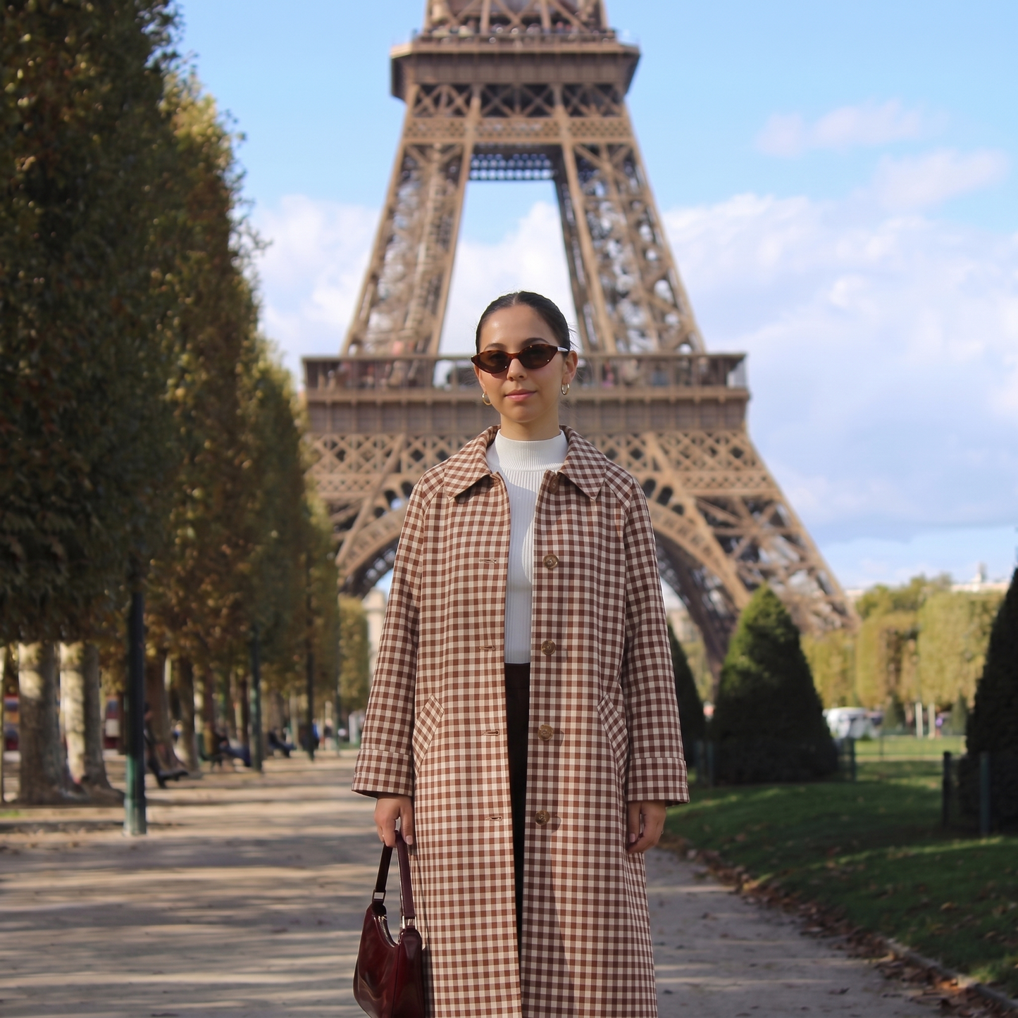 Trench long femme à carreaux