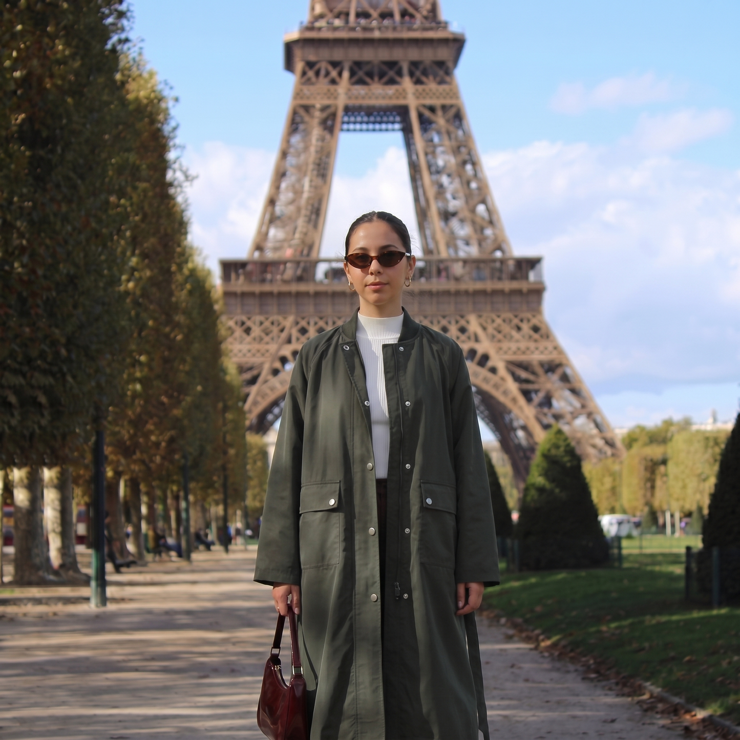 Trench femme long kaki