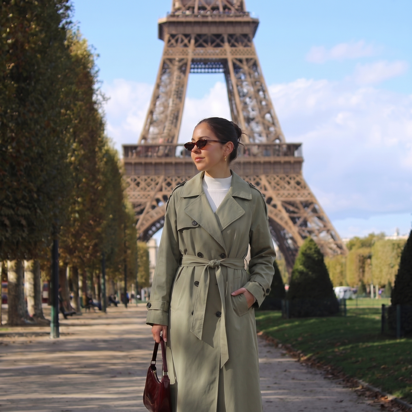 Trench long kaki femme